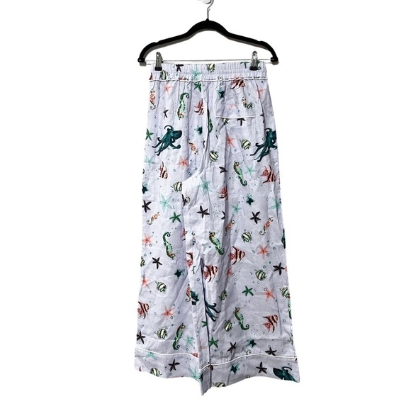 NWT HILL HOUSE Skylar Linen Pans Sea Creatures Blue Sz M - Picture 4 of 4